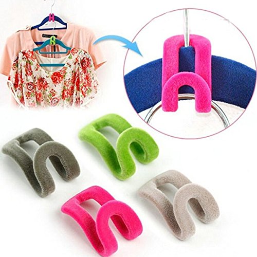 Hanger Hooks - NUOLUX Hanger Clips Mini Flocking Clothes Rack Holders-12Pcs (Random Color)