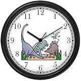 Group of Dinosaurs - Dinosaur Animal Wall Clock by WatchBuddy Timepieces (Black Frame)