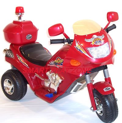 Childrens Toyshop  Toys : Ride on Battery powered police trike with Sirens and Radio - Maroon