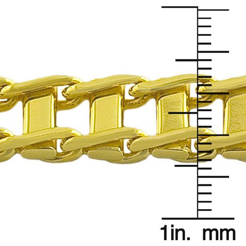 18 Karat Gold over Sterling Silver Men's Fancy Link Bracelet (8.5 Inch