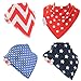 Zippy Fun Baby and Toddler Bandana Bib - Absorbent 100% Cotton Front Drool Bibs with Adjustable Snaps (4 Pack Gift Set) Unisex Stars and Spots