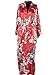 Simplicity Luxurious Kimono Robe in Silky Peacock Floral Print.Pockets, Red