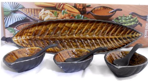 Autumn Leaves Canape Set 7 Pc. Orange