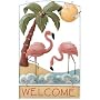 Welcome Sign Handcrafted in 3D Metal - Pink Flamingo (12x20) (F226) by Regal Gift