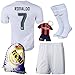 KID BOX® 2015/2016 #7 white Soccer Football Jersey Sportswear Team Polo Shirt & Short & Sock & Key Chain & Soccer Bag FOR Kids 3-14 Years
