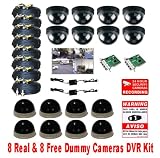 8 Real CCTV CCD Cameras DVR Video Security Record System with 8 Free Fake Dummy Cameras and surveillance DeCal DVK28068DM 1R1
