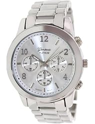 Geneva Platinum Womens 9245.SILVER.SILVER Silver Metal Analog Quartz Watch with Silver Dial