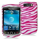 BLACKBERRY TORCH 9800 PINK WHITE ZEBRA STRIPES PATTERN CASE