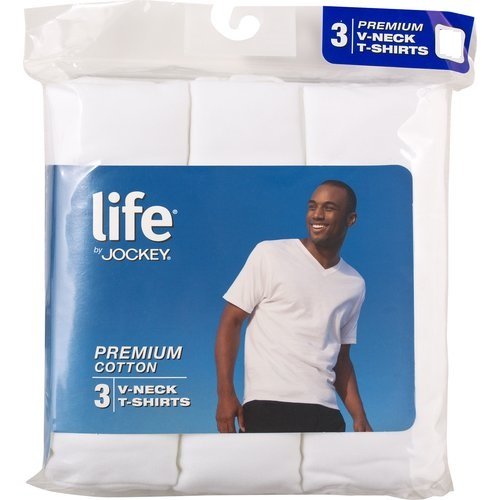 Life by Jockey Men's 3-Pack Premium V-Neck T-Shirts - White