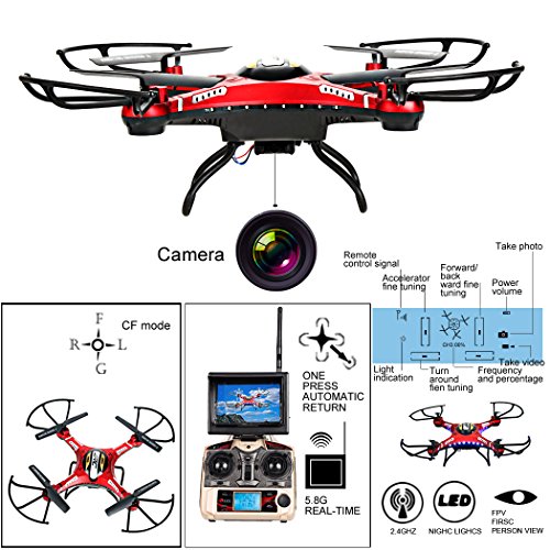 Imagen 5 de COOCHEER JJRC H8D RC Quadcopter Drone Helicóptero con Transmisor FPV Monitor de Tiempo Real Transporte Vídeo Modo sin Cabeza, 5,8 g de 2MP HD de la Cámara