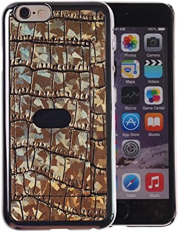 [Gold] Luxury Genuine Leather Crocodile [Hologram] Patterned [Back Pocket Rigid Case] Wallet Case for Apple iPhone 6 Plus 5.5 inches