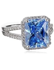 Myia Passiello "Cocktail Ring" Emerald Cut Swarovski Zirconia Fancy Blue Ring