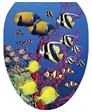 Toilet Tattoos TT-1016-O Coral Reef Decorative Applique For Toilet Lid, Elongated