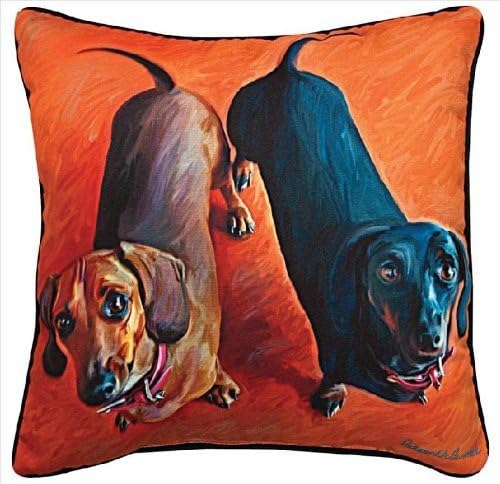 JudyArtOnlineStore Cotton Linen Decorative Throw Pillow Case Cushion Cover Manual Double Dachsies Dachshund Paws and Whiskers 18 X 18 inches