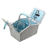 Summerhouse Vintage Wicker Picnic Set, 4 Person, Blue Dots