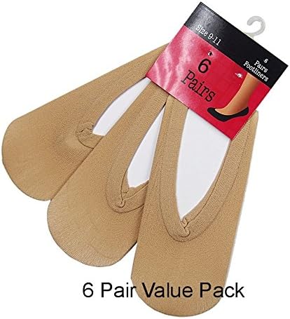 Womens 6 Pack Casual Fashion No Show Liner Foot Socks Footliners Nude