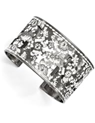 Leslies Sterling Silver and Ruthenium-plated Diamond-cut Cuff Bangle