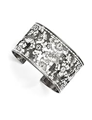 Leslies Sterling Silver and Ruthenium plated Diamond cut Cuff Bangle