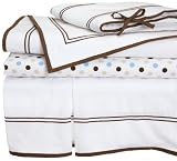 Pinzon Baby Combed Cotton Percale with Hotel Stitching 4-Piece Crib Set, Chocolate/Blue
