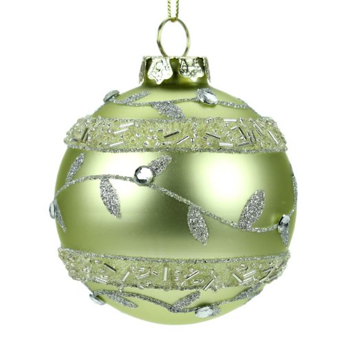 Green Glass Beaded Christmas Bauble