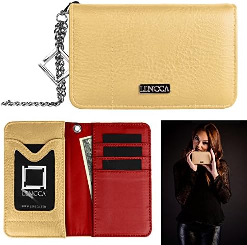 Lencca Kymira Women's Wallet Clutch Case for LG Leon, LG Risio, LG Escape2, LG Volt 2, LG Lancet, LG Tribute 2, LG Spirit, LG Realm, Tan &amp; Wine
