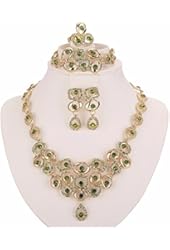 Moochi 18K Gold Plated Necklace Earrings Ring Bracelet Jewelry Set Africa Beads Costume Show Wedding