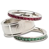 NHL Minnesota Wild Logo Crystal Stacked Ring Set (Size 7)
