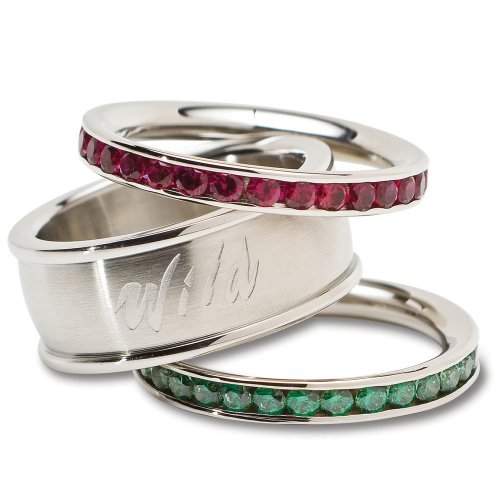 NHL Minnesota Wild Logo Crystal Stacked Ring Set (Size 8)