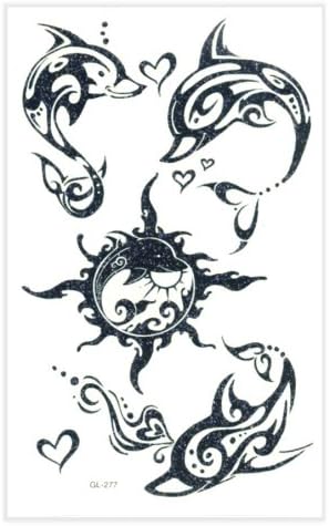 Tribal Glitter Dolphins Temporary Tattoo