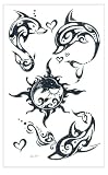 Tribal Glitter Dolphins Temporary Tattoo