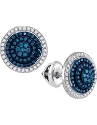 10KT White Gold 0.55 CTW-Diamond Micro-Pave Earring