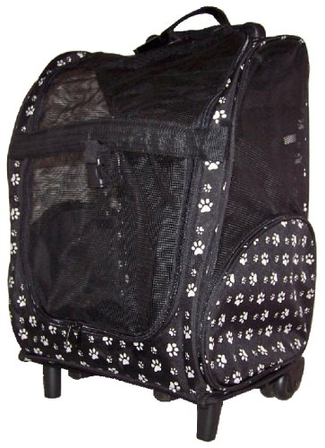 Wheeled Pet Carrier - Classic Paw Print - Black & White