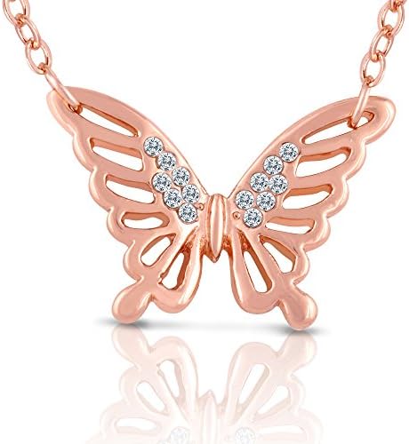 Butterfly Necklace For Girls - Rose Gold Plated - Jewelry for Teens, Tweens, Young Girls, Kids, Children
