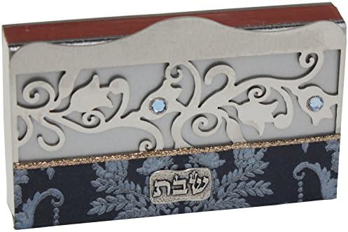 Lily Art Glass Appliquéd Large Matchbox Holder in Blue with Match Box