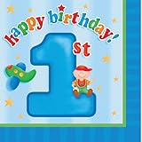 Creative Converting Fun at One Happy First Birthday Boy Beverage Napkins, 16 Count