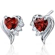 Cupids Grace 1.00 Carats Garnet Heart Shape Cubic Zirconia Earrings in Sterling Silver Rhodium Finish
