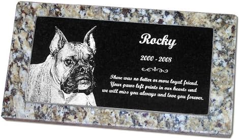 Personalized Custom Engraved Granite Pet Memorial by Eric @ StoneArtUSA / Marker Gravestone Garden Stone Monument Markers Memorials Laser Etched w/ Photo Dog Cat Horse Pets LGM