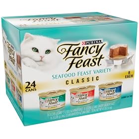 Fancy Feast Gourmet Cat Food, 3-Flavor Seafood Variety Pack, 3-Ounce Cans (Pack of 24)