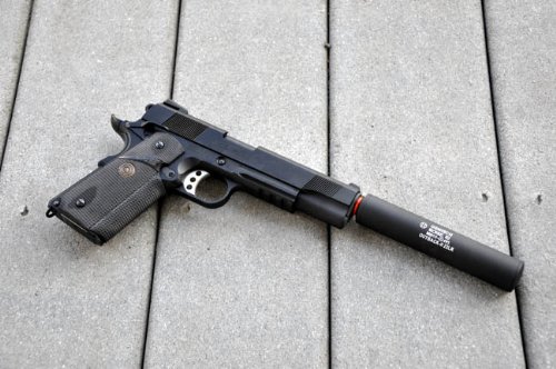 Socom MEU SOC 1911 Full Metal Airsoft Gas Pistol Gemtech Suppressor