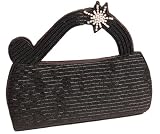 Exquisite Hand Embroidered & Beaded Vegan Clutch The Star Available in Black & Diamonds or Tan & Turquoise