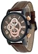 Adee Kaye Men's XT Black IP Leather Strap Chronograph Watch Model AK-6200-MRGIPB