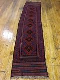 1'10 x 8'8 Red Hand Knotted Wool Sumak Runner Rug