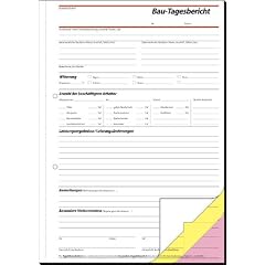 Sigel SD063 Bautagebuch, 1., 2. und 3. Blatt bedruckt, selbstdurchschreibend, A4, 3x40 BL