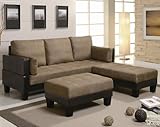 IMAGE OF 3-Piece Sofa Bed Set in Tan Microfiber / Brown Vinyl Base - Coaster - 300160