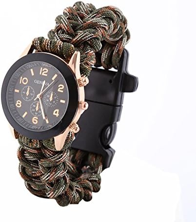 Xiangze Utility Survival Paracord Bracelet with Watch, Fire Starter, Scraper and more
