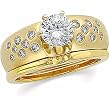 18K Yellow Gold Diamond Wedding Set Semimount - CENTER STONE NOT INCLUDED - 0.37 Ct.