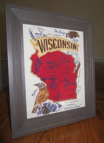 WISCONSIN STATE Embroidered Scene 11 x 14 Framed by Artisan Pride