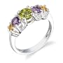 Sterling Silver 1.00 cts Round Cut Peridot Amethyst Citrine Ring Size 6