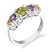 Sterling Silver 1.00 cts Round Cut Peridot Amethyst Citrine Ring Size 6