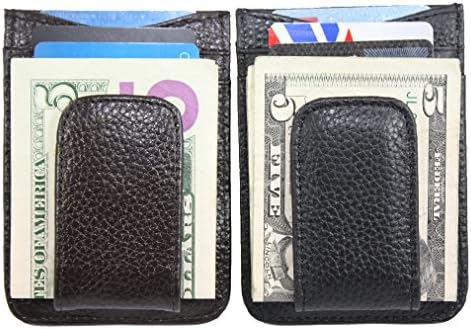 Men's Leather Wallet Credit Card ID Holder Money Clip (Black &amp; Brown)